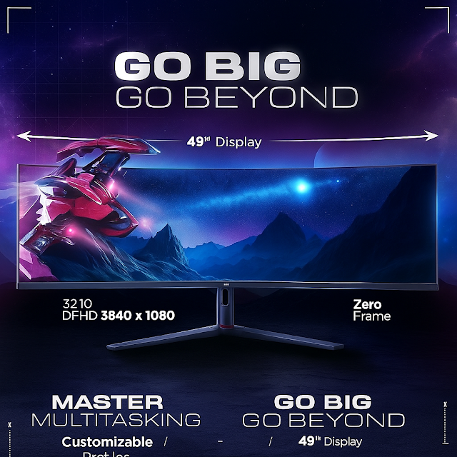 Go Big with Acer EI491CR S 49" Ultrawide Curved Gaming Monitor. Acer EI491CR S 49-inch ultrawide curved gaming monitor with 3840x1080 DFHD resolution and zero frame design.