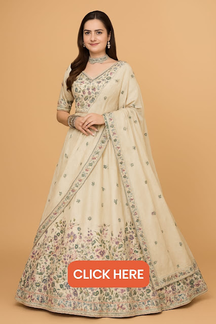 Elegant pastel embroidered lehenga with V-neck blouse and matching dupatta for weddings.