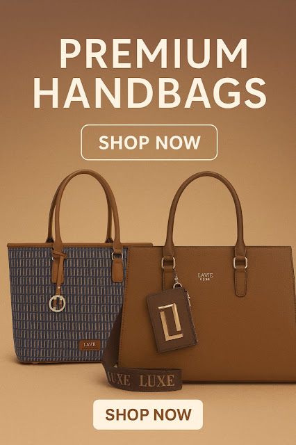 Premium Women's Handbags - Stylish Branded Tote Bags for Every Occasion Three premium women's handbags displayed together on a digital gradient background, featuring elegant designs, leather texture, and gold detailing