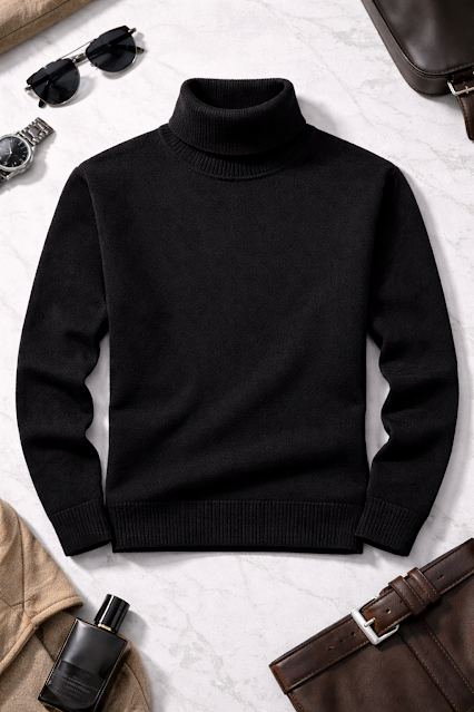 Black neck inner for men with high neck design, perfect winter inner wear for warmth, comfort, classic style and layered outfits Classic Black Neck Inner for Men – Warm, Stylish & Comfortable Winter Wear