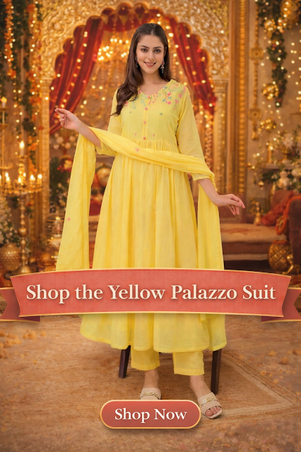 Yellow Palazzo Suit for Girls with Dupatta – Stylish Indian Ethnic Wear for Festivals, Weddings, and Daily Fashion”