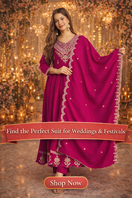 Elegant magenta girls suit with embroidered neckline and matching dupatta, perfect for wedding, festive and party wear fashion.