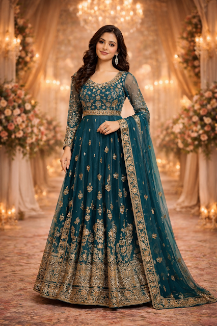 Beautiful Wedding Anarkali Dress for Girls – Festive & Elegant Ethnic Outfit Elegant Anarkali dress for girls, perfect for weddings and festive occasions, flowing colorful fabric, stylish ethnic look.