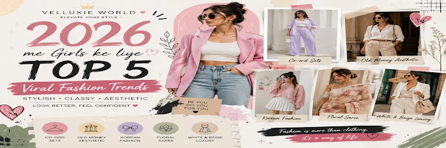 2026 Viral Girls Fashion Trends | Modern Luxury Style Banner Modern luxury fashion banner featuring different stylish girls in trendy 2026 outfits with Pinterest aesthetic collage design.