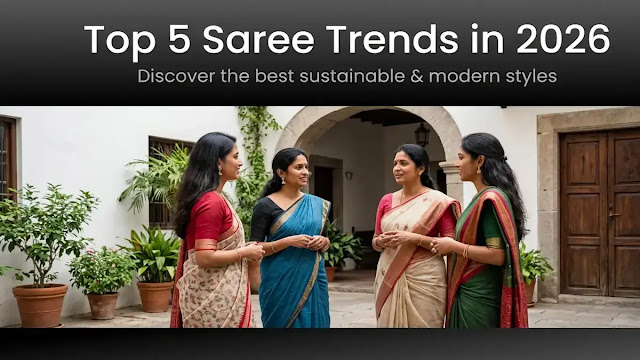 Indian women in comfortable handloom and cotton sarees with simple blouse designs.