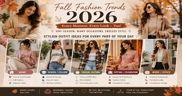 Fall Fashion Trends 2026: Outfit Ideas for Every Occasion Women’s fall fashion outfits for home, school, casual outings, festivals, and office in 2026